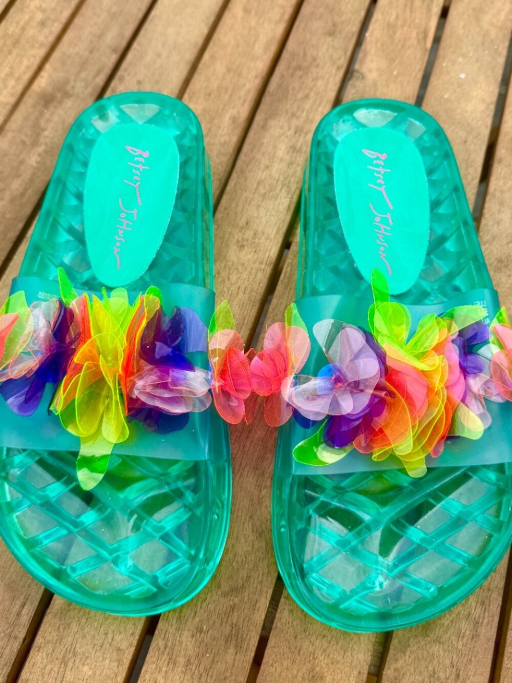 Betsey Johnson Luela Floral Jelly Slide Sandals - Size 5.5 -NWOT